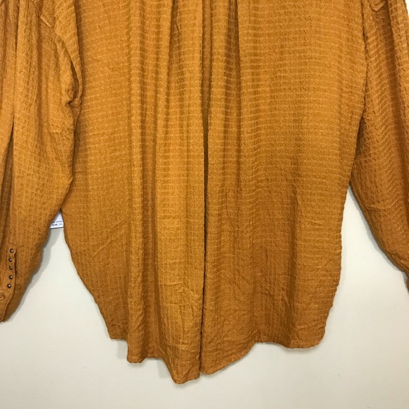 NEW Free People Tunic Blouson Wrap Oversized Button Up Top Gold Long Sleeve Sz S - Picture 8 of 16
